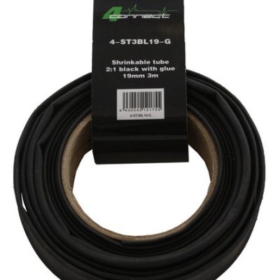 FOUR Connect 4-ST3BL19-G Shrink Tube, 2:1 Black With Glue 19mm 3m
