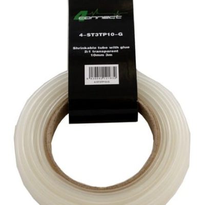 FOUR Connect 4-ST3TP10-G Shrink Tube With Glue, 2:1 Trasnparent, 10mm 3m